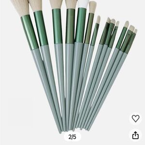 Green and Gray Makeup Brush Set of 13 with bag